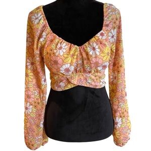 STEVE MADDEN NYC FLORAL CROPPED TOP SZ LG